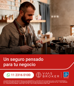 Banner promoting business insurance with the slogan 'Un seguro pensado para tu negocio', contact number, and Vals Broker logo.